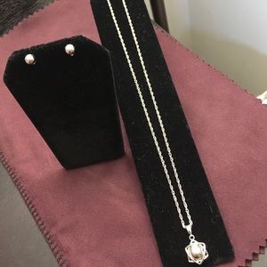 Natural Muonionalusta Meteorite 6mm Studs Pair/8mm Nucleus Pendant/925 Chain